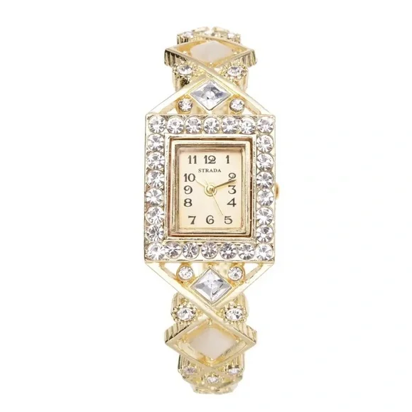 🩷 Strada White Austrian Crystal Japanese Movement Bangle Bracelet 🩷 - Picture 5 of 7